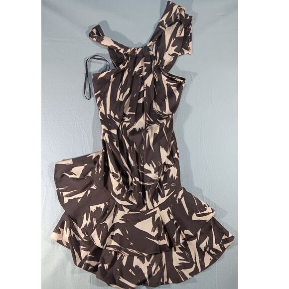 Diane von Furstenberg Silk Blend Dress Size 2 Brown Beige Abstract Print - Picture 1 of 6